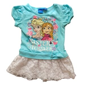 Disney's Frozen Elsa Anna Lace Blue White Dress Size 4T